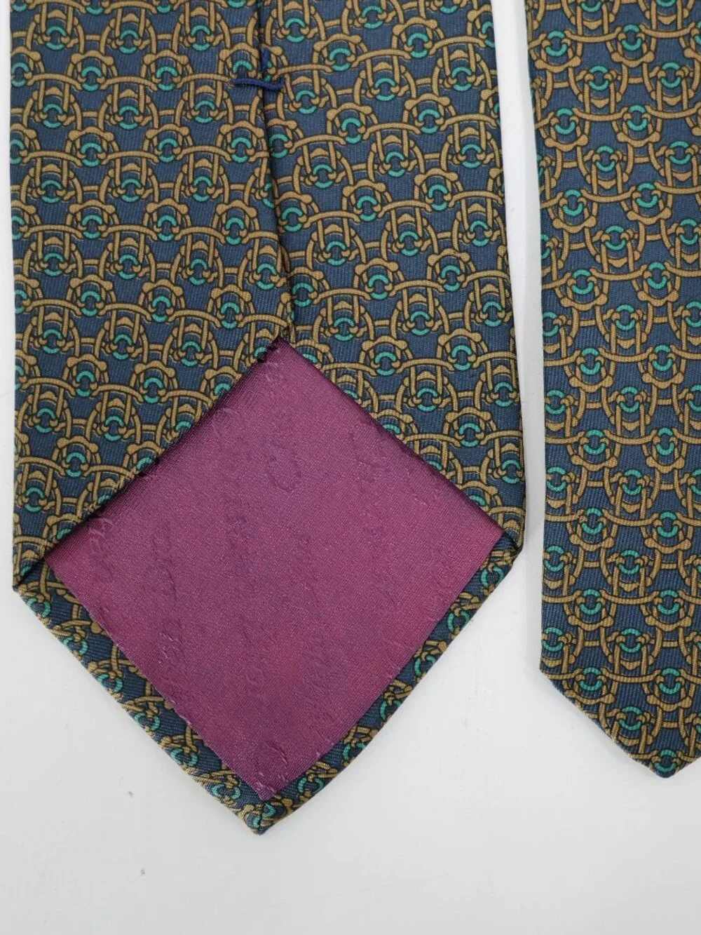 Vintage Christian Dior Tie Mens w3.5 L58 Monsieur horse bit Chain Desinger silk